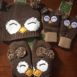 LAST CALL: NWT Owl hat, scarf, and mittens for toddler